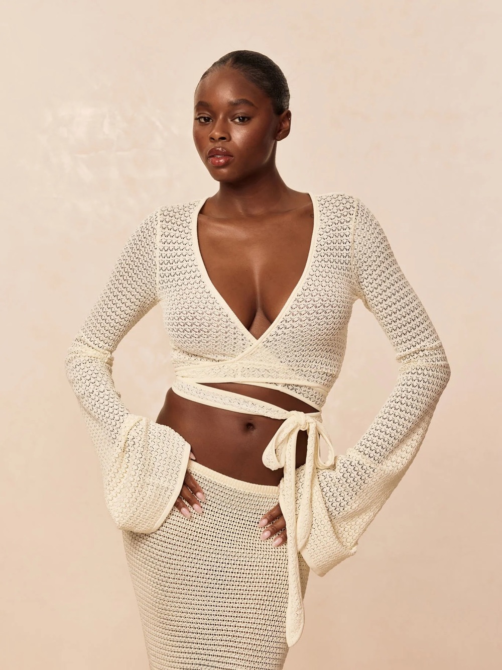 Monday Swimwear Ivory Crochet Wrap Top - Picture 4 of 8